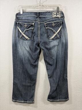 Pepe Jeans Capri Jeans Womens 29 Blue Medium Wash Studded Denim Crop Pants